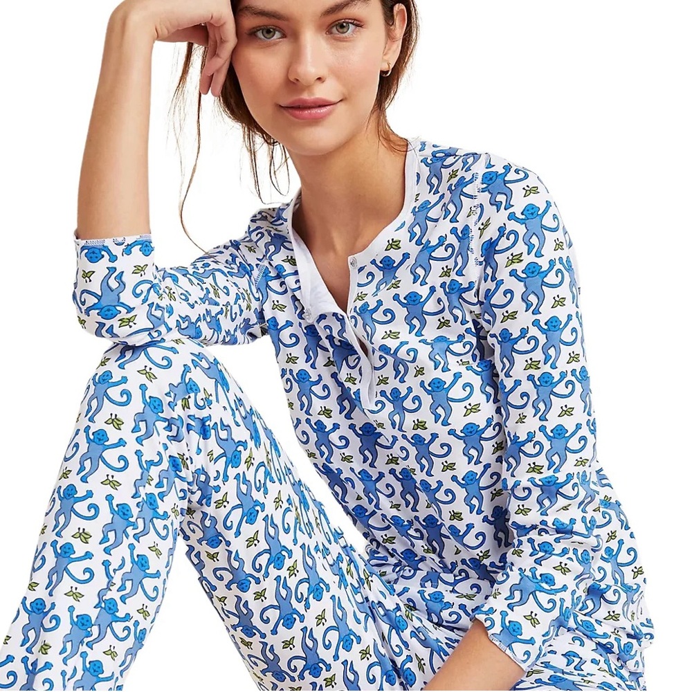 Roller Rabbit Blue Monkey Pajamas